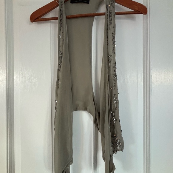 Elegant Sage Green Sequin Scarf/Vest - Picture 1 of 8
